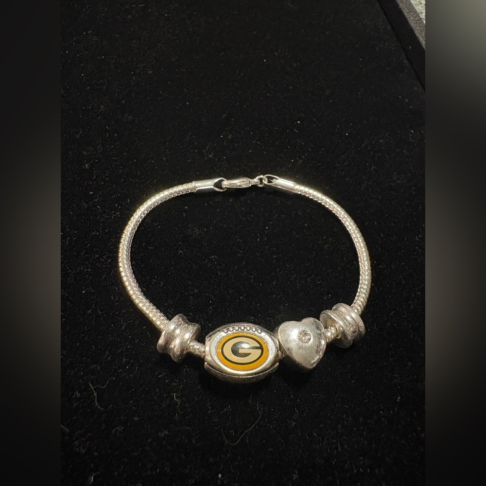 Green Bay Packers-Silver & Gold Charm Bracelet